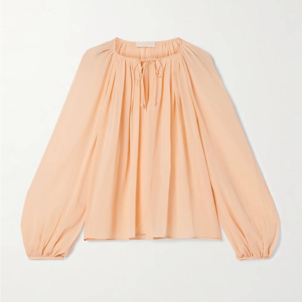 Ulla Johnson Peach Long-Sleeve Peasant Blouse